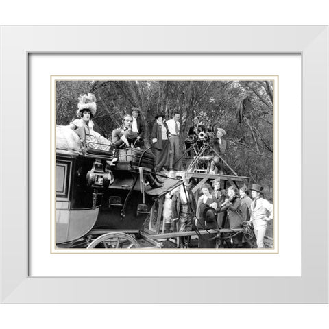 Rudolph Valentino behind the scenes in Beyond the Rocks White Modern Wood Framed Art Print with Double Matting by Hollywood Photo Archive