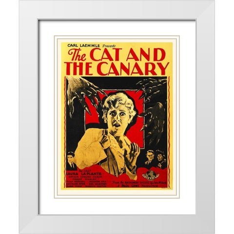 Cat and Canary White Modern Wood Framed Art Print with Double Matting by Hollywood Photo Archive