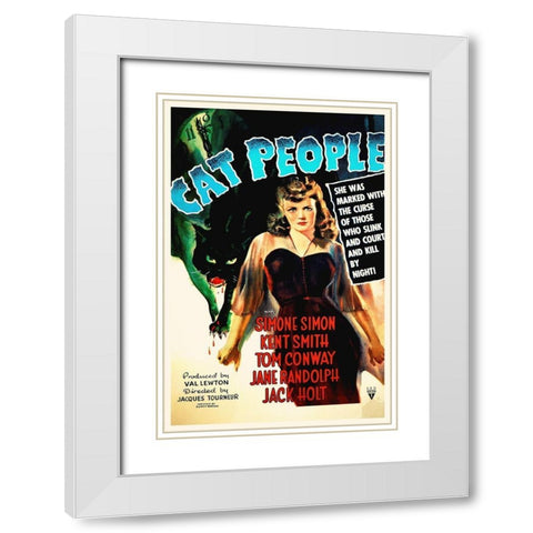 Cat People White Modern Wood Framed Art Print with Double Matting by Hollywood Photo Archive