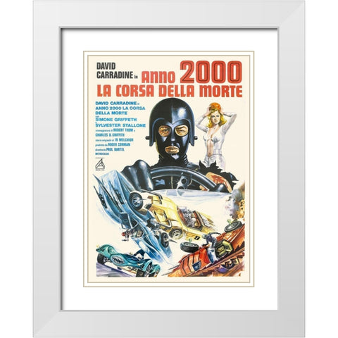 Spanish - Death Race 2000 White Modern Wood Framed Art Print with Double Matting by Hollywood Photo Archive