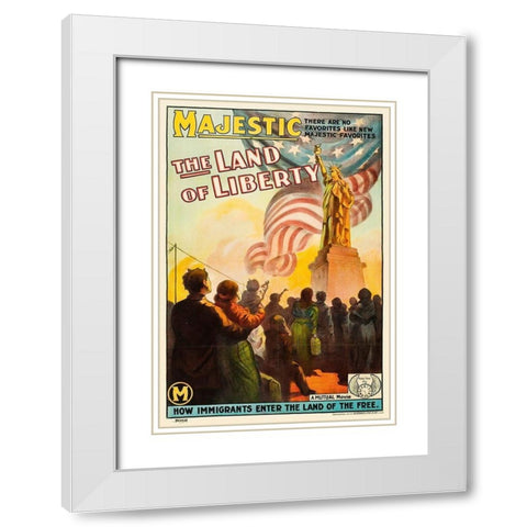 Majestic - The Land of Liberty - How Immigrants Enter the Land of the Free White Modern Wood Framed Art Print with Double Matting by Hollywood Photo Archive