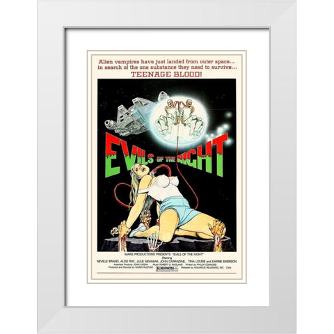 Evils of the Night White Modern Wood Framed Art Print with Double Matting by Hollywood Photo Archive