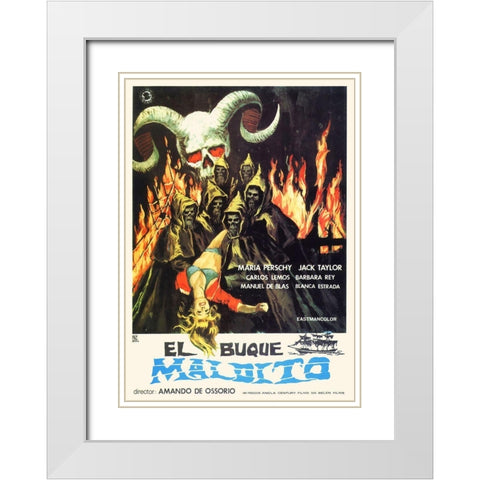 Spanish - The Ghost Galleon White Modern Wood Framed Art Print with Double Matting by Hollywood Photo Archive