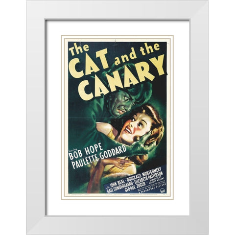 The Cat and Canary White Modern Wood Framed Art Print with Double Matting by Hollywood Photo Archive