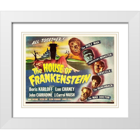 The House of Frankenstein White Modern Wood Framed Art Print with Double Matting by Hollywood Photo Archive