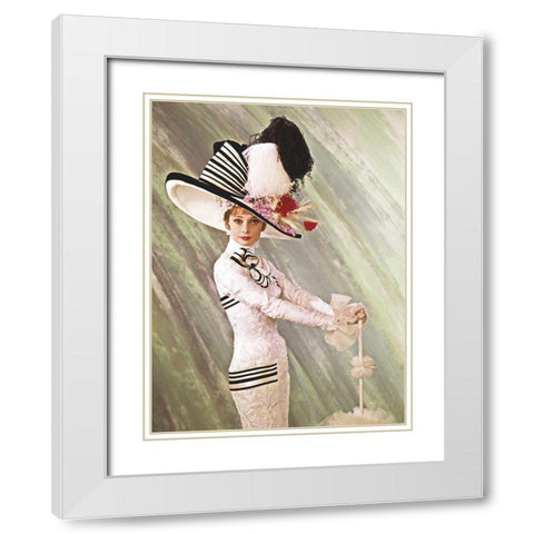 Audrey Hepburn White Modern Wood Framed Art Print with Double Matting by Hollywood Photo Archive