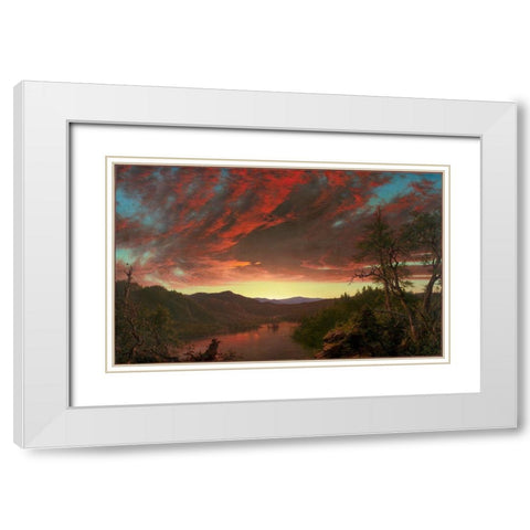 Twilight in the Wilderness White Modern Wood Framed Art Print with Double Matting by Church, Frederic Edwin