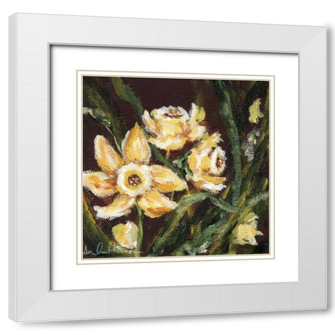 Sweet Little Daffodils White Modern Wood Framed Art Print with Double Matting by Hilburn, Amanda
