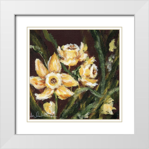 Sweet Little Daffodils White Modern Wood Framed Art Print with Double Matting by Hilburn, Amanda