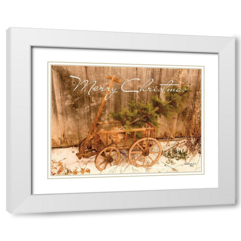 Merry Christmas White Modern Wood Framed Art Print with Double Matting by Smith, Anthony
