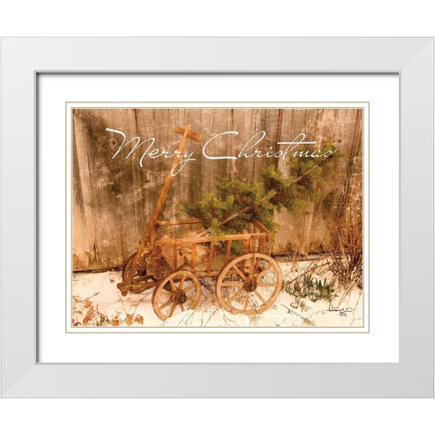 Merry Christmas White Modern Wood Framed Art Print with Double Matting by Smith, Anthony