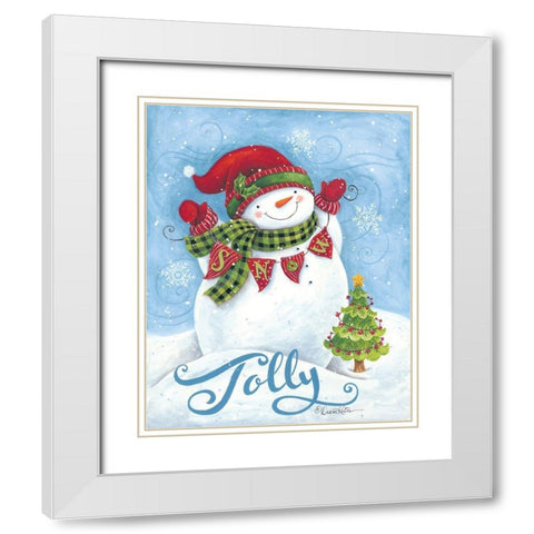 Jolly Snowman White Modern Wood Framed Art Print with Double Matting by Kater, Diane