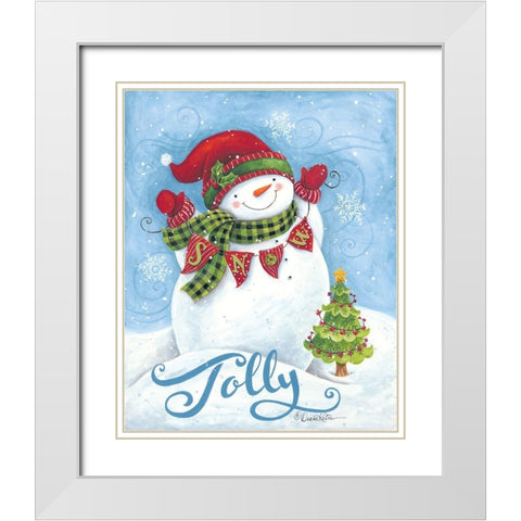 Jolly Snowman White Modern Wood Framed Art Print with Double Matting by Kater, Diane