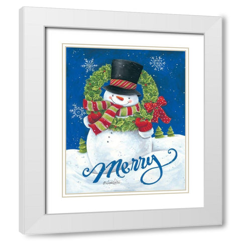 Merry Snowman White Modern Wood Framed Art Print with Double Matting by Kater, Diane
