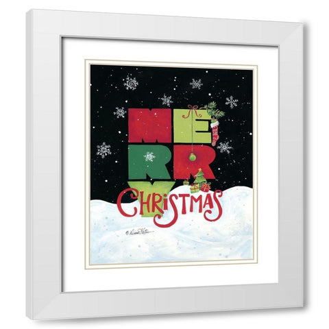 Merry Christmas White Modern Wood Framed Art Print with Double Matting by Kater, Diane