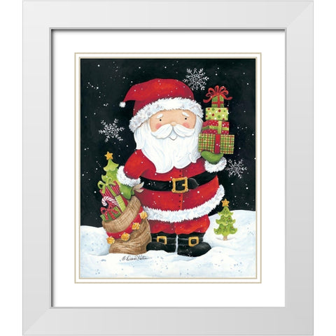 Santa Claus with Presents White Modern Wood Framed Art Print with Double Matting by Kater, Diane