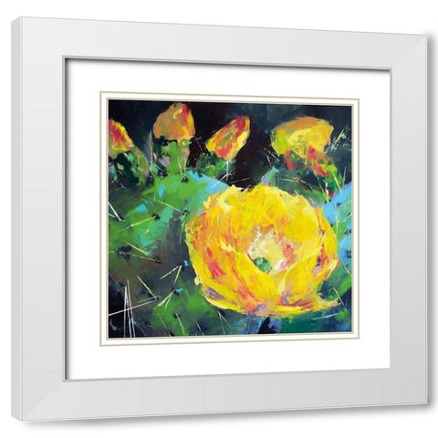 Prickly Pear Bloom White Modern Wood Framed Art Print with Double Matting by Thouthip, Anne