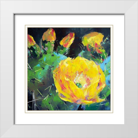 Prickly Pear Bloom White Modern Wood Framed Art Print with Double Matting by Thouthip, Anne