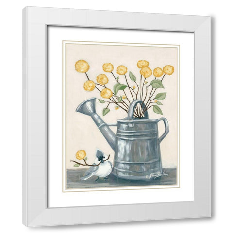Sharing Flowers with a Friend White Modern Wood Framed Art Print with Double Matting by Baker, Sara
