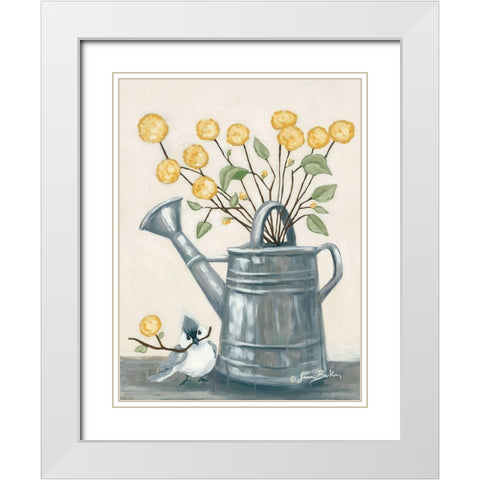 Sharing Flowers with a Friend White Modern Wood Framed Art Print with Double Matting by Baker, Sara