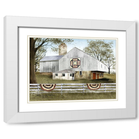 American Star Quilt Block Barn White Modern Wood Framed Art Print with Double Matting by Jacobs, Billy