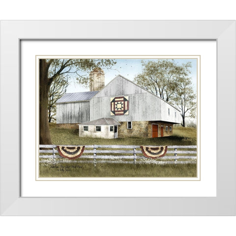 American Star Quilt Block Barn White Modern Wood Framed Art Print with Double Matting by Jacobs, Billy
