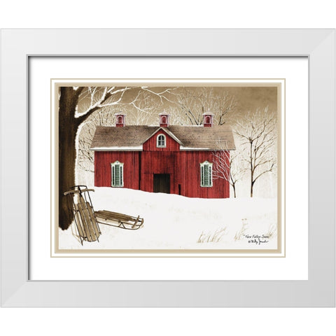 New Fallen Snow White Modern Wood Framed Art Print with Double Matting by Jacobs, Billy