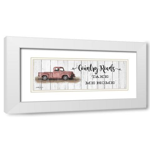 Country Roads White Modern Wood Framed Art Print with Double Matting by Jacobs, Billy