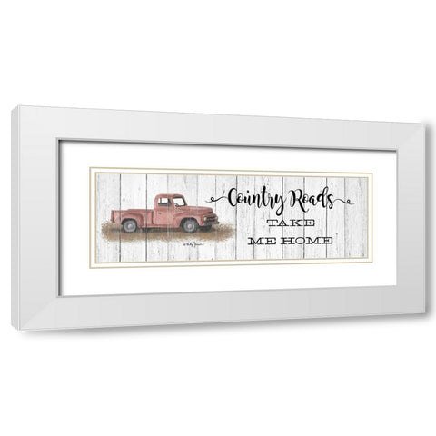 Country Roads White Modern Wood Framed Art Print with Double Matting by Jacobs, Billy