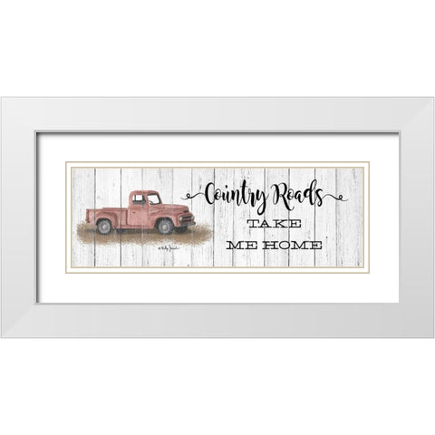 Country Roads White Modern Wood Framed Art Print with Double Matting by Jacobs, Billy