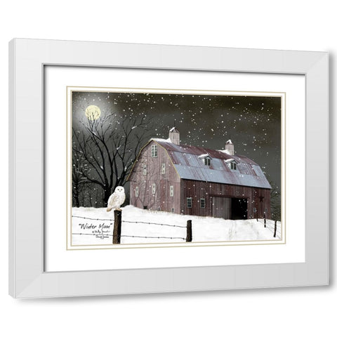 Winter Moon White Modern Wood Framed Art Print with Double Matting by Jacobs, Billy