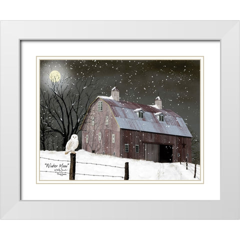 Winter Moon White Modern Wood Framed Art Print with Double Matting by Jacobs, Billy