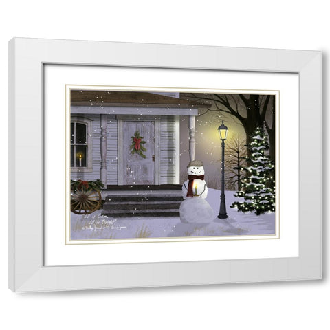 All is Calm, All is Bright White Modern Wood Framed Art Print with Double Matting by Jacobs, Billy