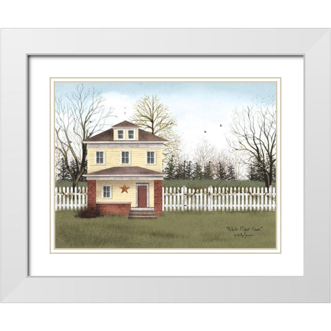 White Picket Fence White Modern Wood Framed Art Print with Double Matting by Jacobs, Billy