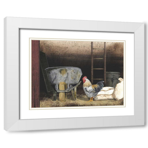Chicken Feed White Modern Wood Framed Art Print with Double Matting by Jacobs, Billy