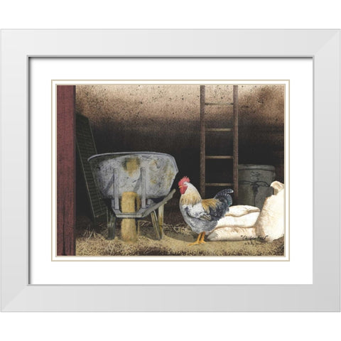 Chicken Feed White Modern Wood Framed Art Print with Double Matting by Jacobs, Billy