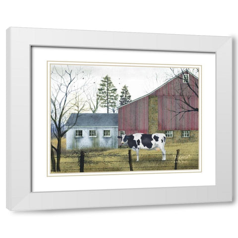 Holstein White Modern Wood Framed Art Print with Double Matting by Jacobs, Billy