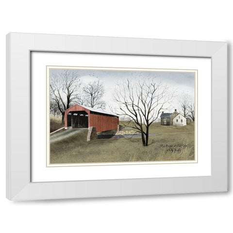 Red Bridge at Pool Forge White Modern Wood Framed Art Print with Double Matting by Jacobs, Billy