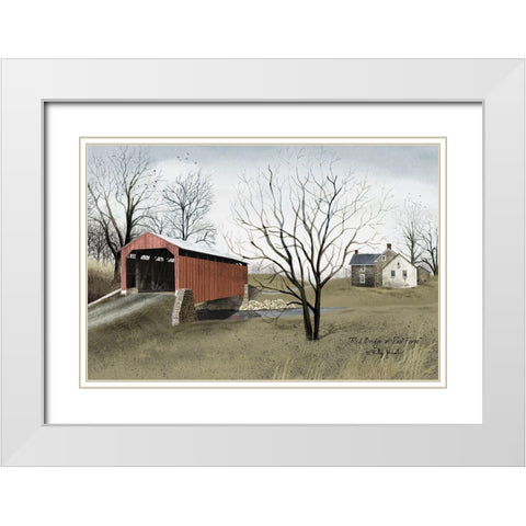 Red Bridge at Pool Forge White Modern Wood Framed Art Print with Double Matting by Jacobs, Billy