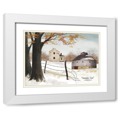 November Snow White Modern Wood Framed Art Print with Double Matting by Jacobs, Billy