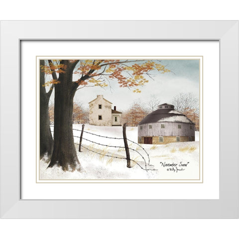 November Snow White Modern Wood Framed Art Print with Double Matting by Jacobs, Billy