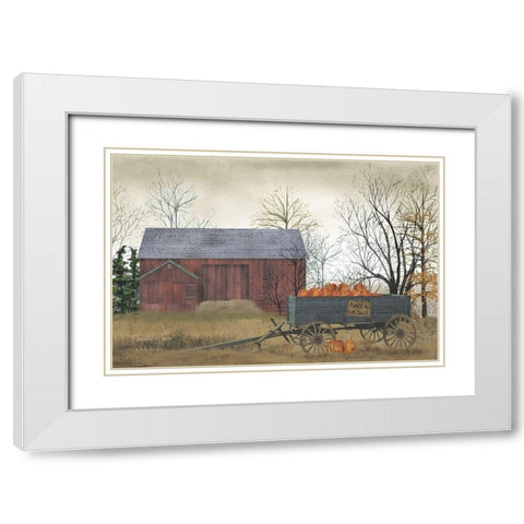 Pumpkin Wagon White Modern Wood Framed Art Print with Double Matting by Jacobs, Billy
