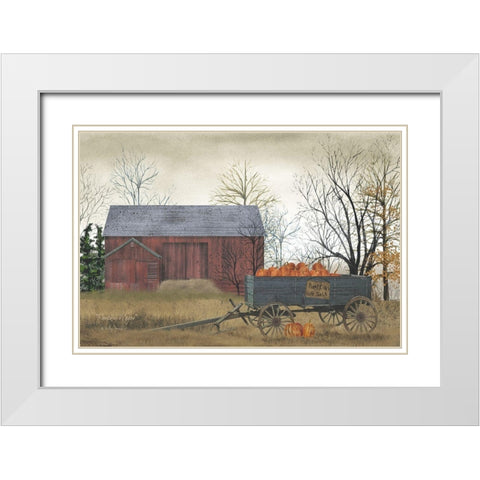 Pumpkin Wagon White Modern Wood Framed Art Print with Double Matting by Jacobs, Billy
