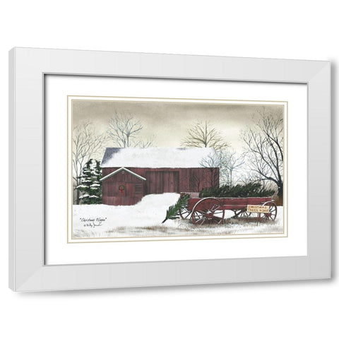 Christmas Wagon White Modern Wood Framed Art Print with Double Matting by Jacobs, Billy