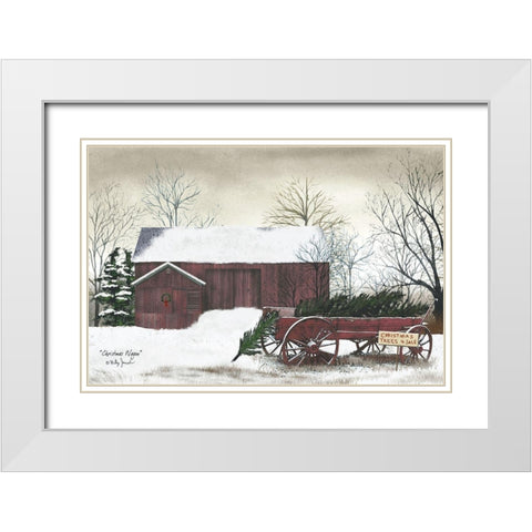 Christmas Wagon White Modern Wood Framed Art Print with Double Matting by Jacobs, Billy