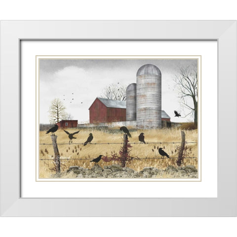 Fall Gathering White Modern Wood Framed Art Print with Double Matting by Jacobs, Billy