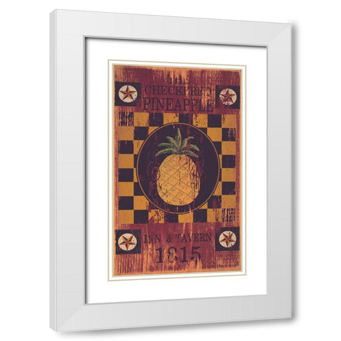 Checkered Pineapple Inn White Modern Wood Framed Art Print with Double Matting by Jacobs, Billy