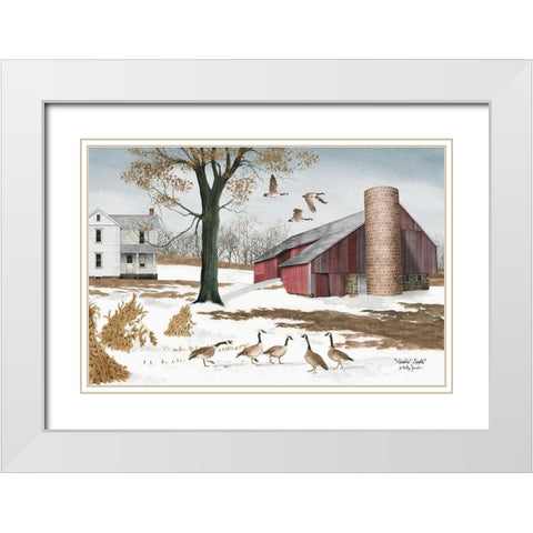Headin South White Modern Wood Framed Art Print with Double Matting by Jacobs, Billy