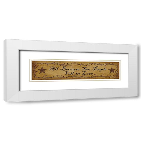 All Because Two People White Modern Wood Framed Art Print with Double Matting by Jacobs, Billy