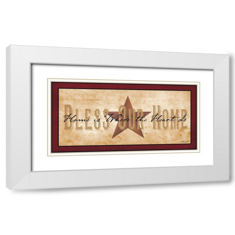 Bless Our Home White Modern Wood Framed Art Print with Double Matting by Jacobs, Billy
